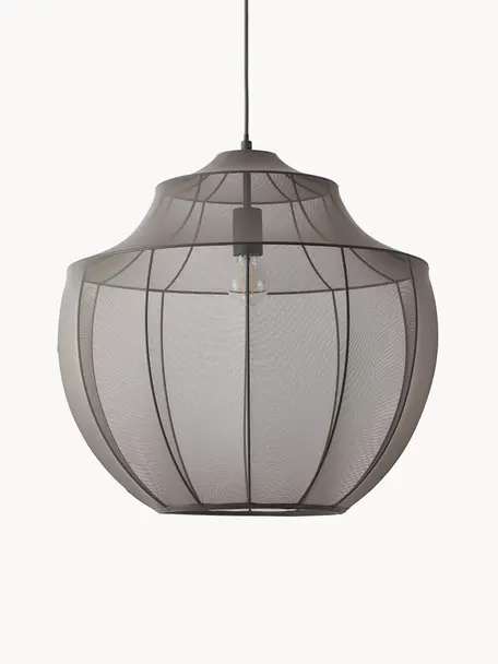 Hanglamp Beau van netstof, Lampenkap: textiel, Grijs, B 52 x H 52 cm