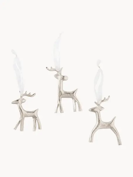 Set de adornos navideños Elvina, 3 uds., Metal recubierto, Plateado, An 9 x Al 13 cm