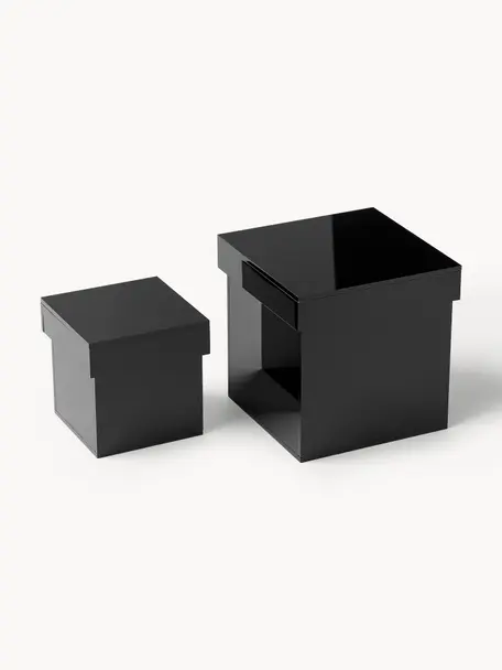 Set de cajas Jaimie, 2 uds., Plexiglás, Negro brillante, Set de diferentes tamaños