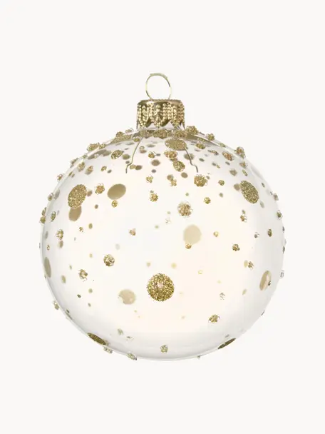 Kerstballen Golden Spots, 6 stuks, Transparant, goudkleurig, Ø 8 cm