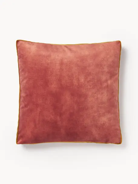 Cojín de terciopelo con ribete Tia, con relleno, Funda: 100% poliéster (terciopel, Terciopelo coral, An 40 x L 40 cm
