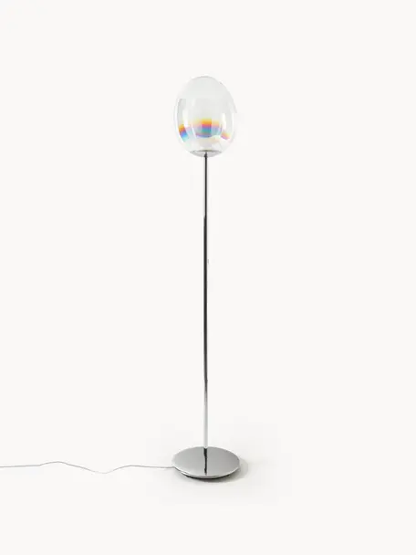 Lampa podłogowa LED z funkcją przyciemniania Nebula, Stelaż: stal powlekana, Transparentny opalizujący, odcienie srebrnego, W 190 cm