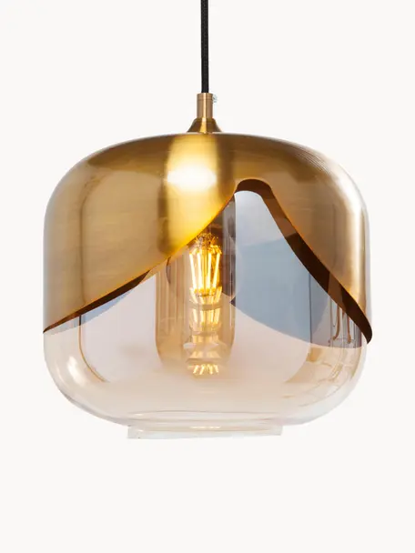 Malá závesná lampa zo skla Golden Goblet, Odtiene zlatej, Ø 25 x V 25 cm