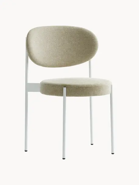 Gestoffeerde stoel Series 430 van wolstof, Bekleding: 70% wol, 30% viscose, Frame: gecoat metaal, Wol wit, beige, S 52 x G 54 cm