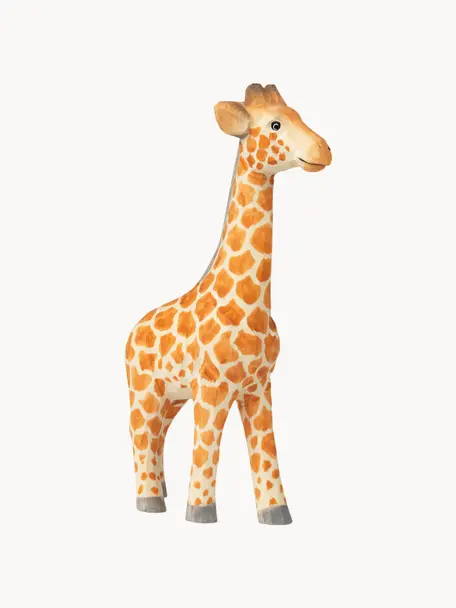 Handgefertigte Spielgiraffe Animal, Espenholz, Orange, Gelb, B 13 x H 22 cm