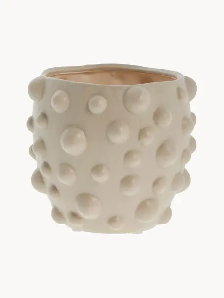 Macetero de cerámica Doelle, 12 cm, Cerámica, Beige claro, Ø 15 x Al 12 cm
