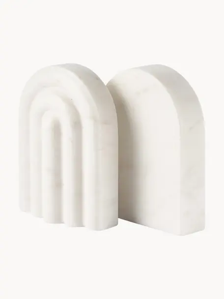 Marmor-Buchstützen Malie, 2 Stück, Marmor, Weiss, marmoriert, B 12 cm x H 16 cm