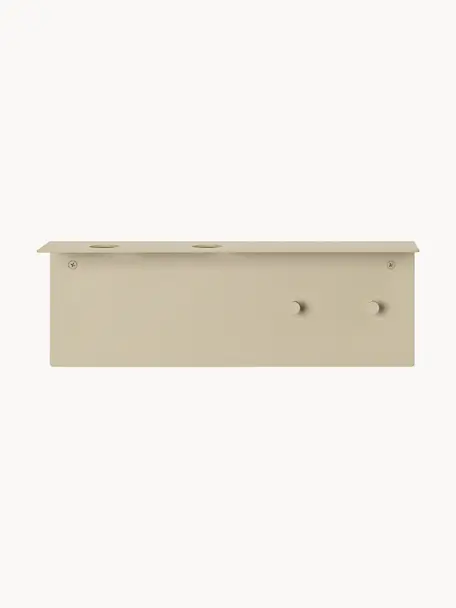 Étagère murale de salle de bain en métal Dora, Acier inoxydable, revêtement par poudre, Beige clair, mat, larg. 35 x haut. 12 cm