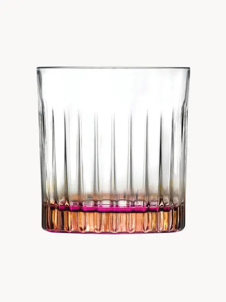 Dvojfarebné krištáľové poháre Gipsy, 6 ks, Krištáľové sklo Luxion, Priehľadná, odtiene medenej, ružová, Ø 8 x V 9 cm, 360 ml