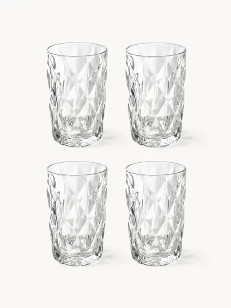 Bicchieri con motivo strutturato Colorado, 4 pz, Vetro, Trasparente, Ø 8 x Alt. 13 cm, 310 ml
