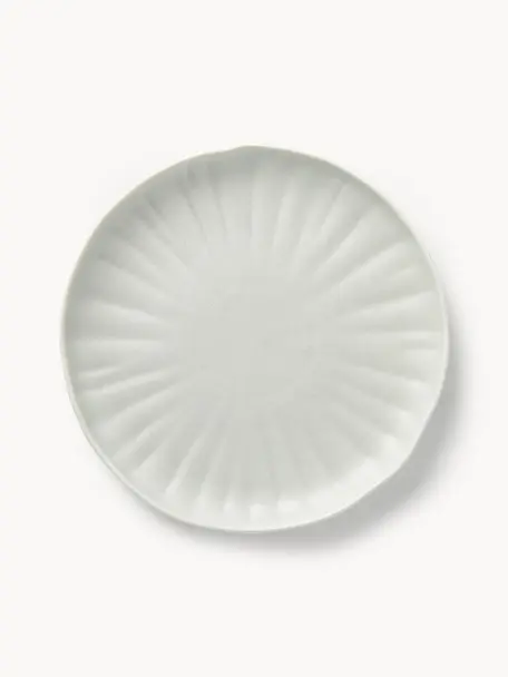 Matné mělké talíře s reliéfem Sali, 4 ks, Porcelán, Světle šedá, Ø 27 cm, V 3 cm