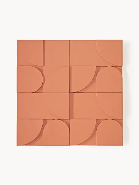 Wandobjekt-Set Massimo, 4er-Set, Mitteldichte Holzfaserplatte (MDF), Terrakotta, B 80 x H 80 cm