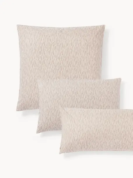 Taie d'oreiller en coton imprimé Vilho, Beige, larg. 50 x long. 70 cm