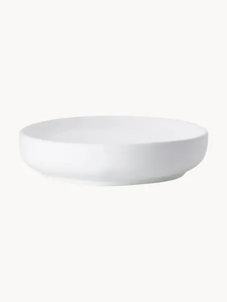 Porte-savon en porcelaine Ume, Céramique recouverte d'une surface Soft-Touch (plastique), Blanc, Ø 12 x haut. 3 cm