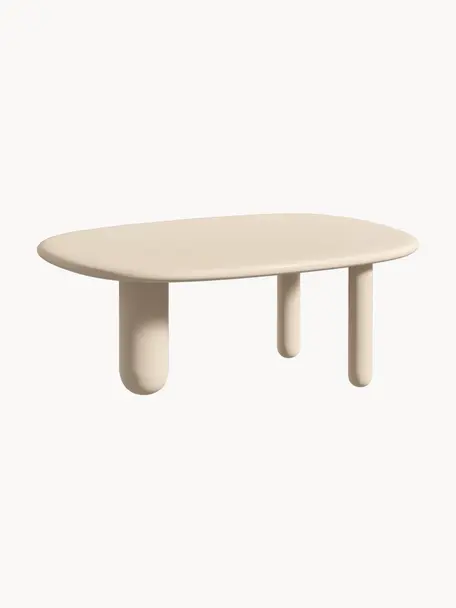Tavolino ovale da salotto Tottori, Pannello di fibra a media densità (MDF) laccato, Legno, laccato beige chiaro, Larg. 78 x Prof. 54 cm