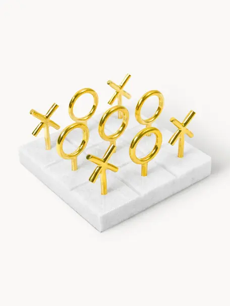 Tic-Tac-Toe spel Gold van marmer, Goudkleurig, wit, gemarmerd, B 18 x H 10 cm