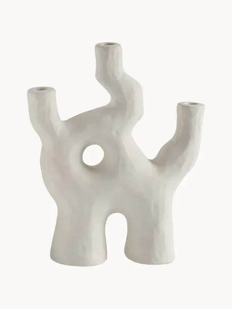 Candelabro in ceramica Zeus, Ceramica, Bianco latte opaco, Larg. 26 x Alt. 32 cm