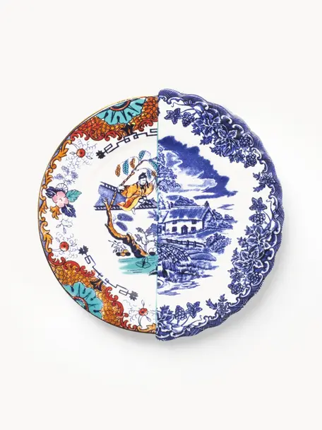 Assiette plate faite main Hybrid, Porcelaine Fine Bone China, Multicolore, Ø 22 x haut. 4 cm