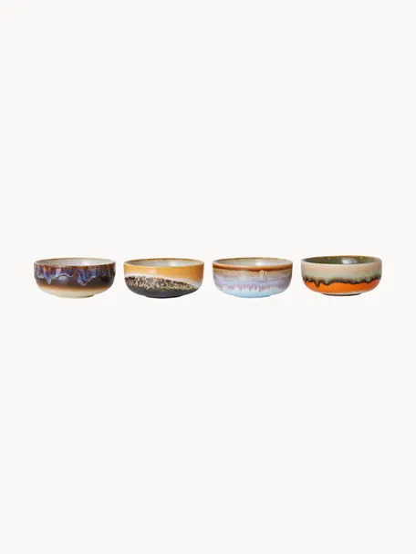 Set di 4 ciotole per salsa dipinte a mano con smalto reattivo 70's, Ceramica, Multicolore, Ø 11 x Alt. 5 cm
