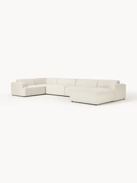 Sofá rinconera longue grande Melva, Tapizado: 100% poliéster Alta resis, Estructura: madera de pino y abeto ma, Patas: plástico Este producto es, Tejido blanco Off White, An 458 x F 220 cm, chaise longue izquierda