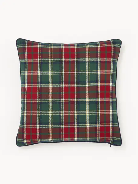 Poszewka na poduszkę z bawełny Stirling, 100% bawełna, Czerwony, ciemny zielony, S 45 x D 45 cm