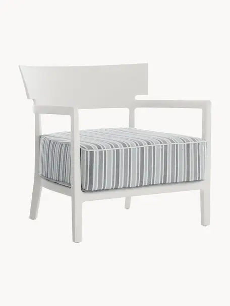 Fauteuil de jardin Cara, Tissu bleu, gris, blanc, larg. 68 x prof. 67 cm