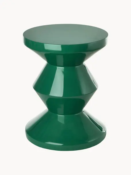 Table d'appoint ronde Zig Zag, Plastique, laqué, Vert foncé, Ø 36 x haut. 46 cm