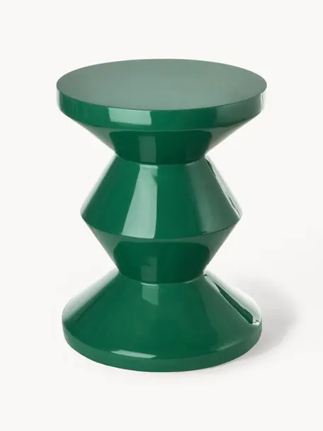 Kulatý odkládací stolek Zig Zag, Lakovaná umělá hmota, Tmavě zelená, Ø 36 cm, V 45 cm
