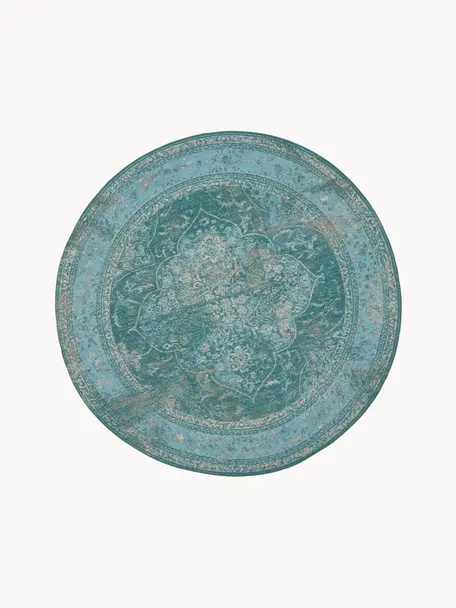 Tapis rond vintage turquoise Palermo, Tons bleus, Ø 150 cm (taille M)