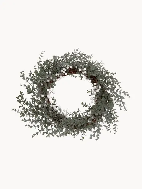 Handgemaakte kerstkrans Vintia Ø 50 cm, Kunststof, Groen, wit, bruin, Ø 50 cm