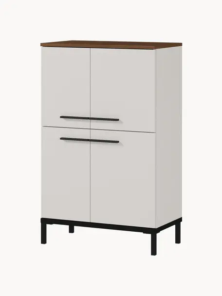 Midi badkamerkast Elisa, B 60 cm, Frame: met melamine beklede spaa, Gebroken wit, donker hout, B 60 x H 97 cm