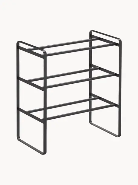 Uitschuifbaar schoenenkast Frame, Gepoedercoat staal, Zwart, B 41-70 x H 46 cm