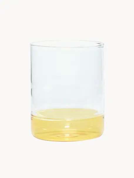 Verres à eau soufflés bouche Kiosk, 6 pièces, Verre, Jaune, Ø 8 x haut. 10 cm, 380 ml