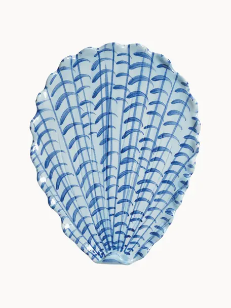Serveerplateau Shellegance, L 26 cm, Keramiek, geglazuurd, Blauwtinten, B 26 x D 20 cm