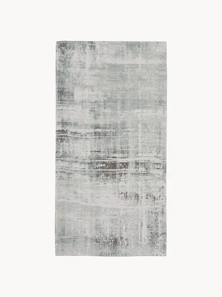 Alfombra de algodón de tejido plano Louisa, Parte superior: 85% algodón, 15% poliéste, Reverso: látex, Tonos grises y azules, An 80 x L 150 cm (Tamaño XS)