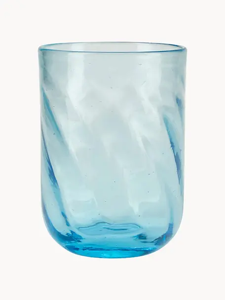 Waterglazen Twist in blauw, 4 stuks, Glas, Lichtblauw, transparant, Ø 8 x H 11 cm, 300 ml