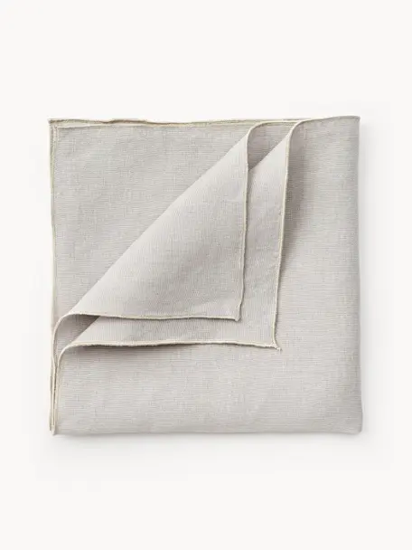 Serviettes de table en lin avec passepoil Kennedy, 4 pièces, 100 % lin lavé, certifié European Flax, Gris clair, larg. 45 x long. 45 cm