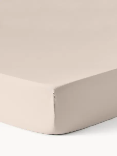 Drap-housse en satin de coton pour surmatelas Comfort, Beige clair, larg. 90 x long. 200 cm, haut. 15 cm