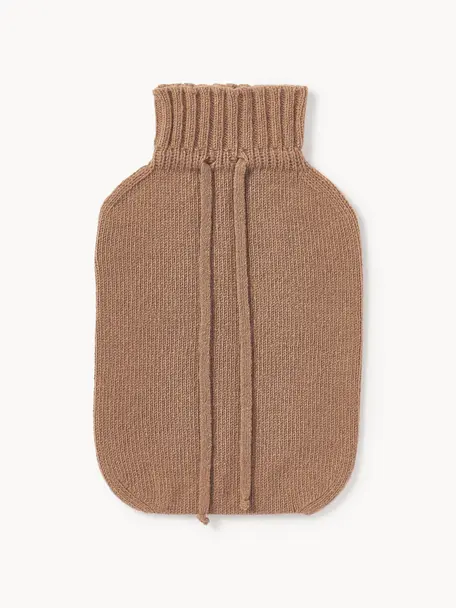 Wärmflasche Cashmere, Bezug: 80 % Recycelter Kaschmir , Nougat, B 19 x L 30 cm