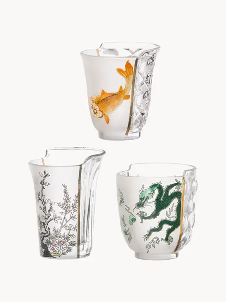 Verres artisanaux Hybrid, 3 élém., Porcelaine Fine Bone China, Multicolore, Lot de différentes tailles