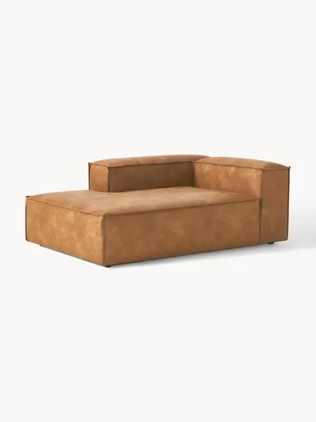 Ottomane-Eckmodul Lennon aus recyceltem Leder, Bezug: Recyceltes Leder (70 % Le, Gestell: Massives Holz, Sperrholz, Leder Braun, B 119 x T 180 cm, Eckteil links