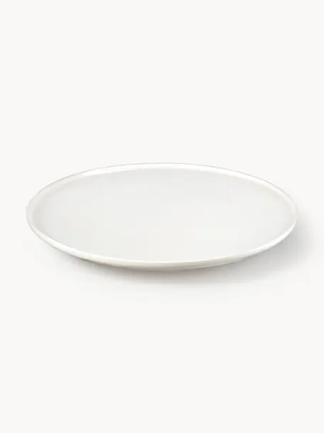 Assiettes plates en porcelaine Oco, 6 pièces, La Fine Bone China est une porcelaine tendre, qui se distingue particulièrement par sa brillance et sa translucidité, Blanc cassé, Ø 32 cm