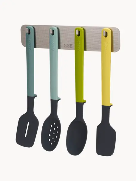 Set de utensilios de cocina con soporte Door Storage, 5 pzas., Tonos verdes y azules, Set de diferentes tamaños