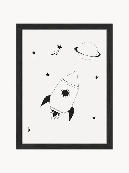 Impresión digital enmarcada Into The Space, Negro, blanco, An 33 x Al 43 cm