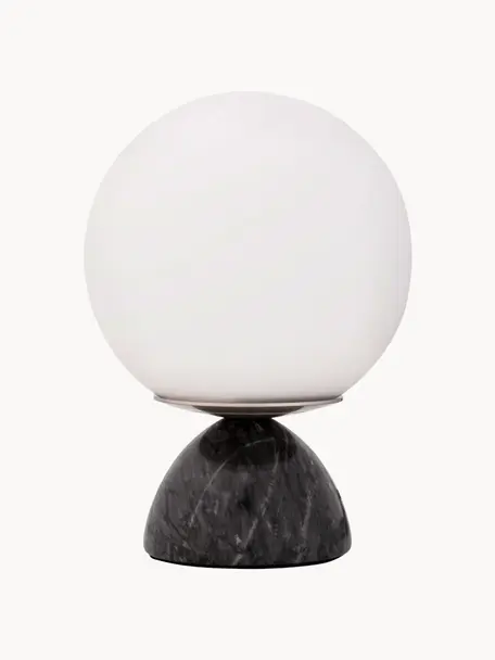 Lampa stołowa z marmurową podstawą Shining Pearl, Czarny, marmurowy, biały, Ø 15 x W 21 cm