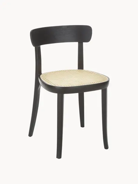 Houten stoelen Richie met Weens vlechtwerk, 2 stuks, Zitvlak: rotan, Frame: massief beukenhout, Beige, beukenhout, B 45 x H 75 cm