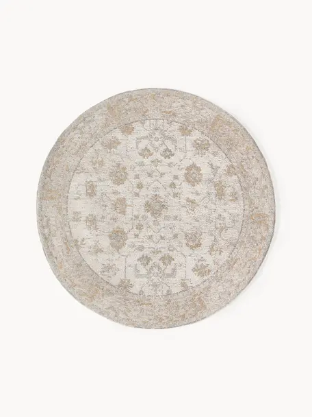 Tapis rond chenille tissé main Loire, Tons beiges, Ø 200 cm (taille L)