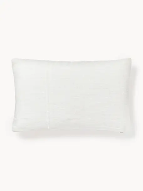 Housse de coussin 30x50 avec broderie décorative Terre, 70 % coton, 30 % lin, Blanc, larg. 30 x long. 50 cm