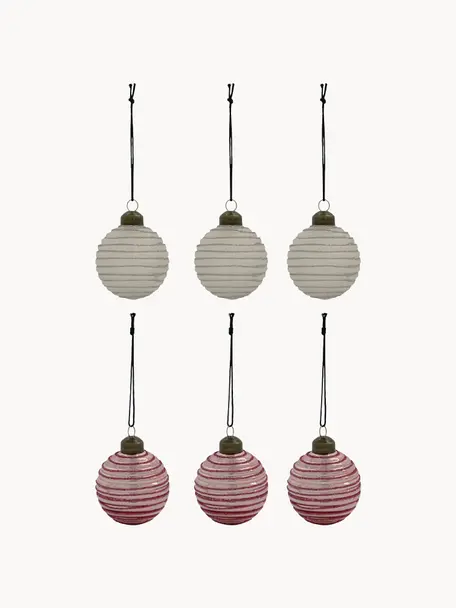 Weihnachtskugeln Lolli, 6er-Set, Off White, Rosa, Ø 6 x H 7 cm