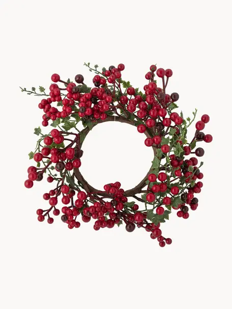 Weihnachtskranz Ledya mit Beeren, Kunststoff, Rot, Ø 23 x H 23 cm